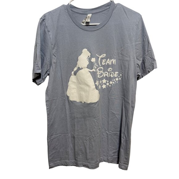 Team Bride T-Shirt Belle Beauty and Beast Large Blue Cotton Short Sleeve - Picture 1 of 7